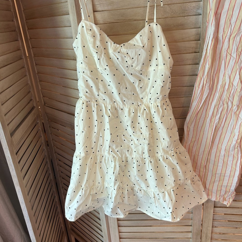 Papermoon White Dress with Black Polka Dots
